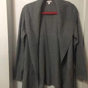 Pure Jill Cotton/Cashmere Blend Gray Waterfall Sweater Cardigan Size M